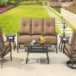 Outdoor patio furniture faces a t